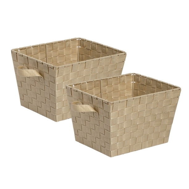 Set of 2 Woven Bins Creme