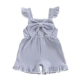 thumbnail image 3 of Kiijoy Girls Flutter Strap Bow Striped Suspender Shorts Summer Ruffle Romper, Sizes 6M-4T, 3 of 4