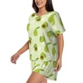 thumbnail image 2 of Rateoe Avocado With Leaf And Flower Pattern Women's Short-Sleeved Pajama Set - 2 Piece Soft and Lightweight Sleepwear Set-3X-Large, 2 of 7