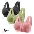 thumbnail image 2 of 2DXuixsh 3Pcs Women's Bras Set Full Coverage Wireless Bras Plus Size Lifting Lace Bra Front Side Without Steel Ring Movement Seamless Gathering Adjustment Sleep Bras Bk6 Size 42, 2 of 3