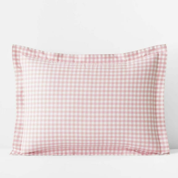 Company Kids Gingham Petal Pink Organic Cotton Percale Standard Sham