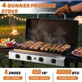 thumbnail image 2 of Ktaxon 4 Burner Propane Griddle Flat Top Gas Grill 40000 BTU with Lid,Ceramic Coated Cast Iron Pan,Side Shelves,Spice Rack,Wheels, 2 of 8