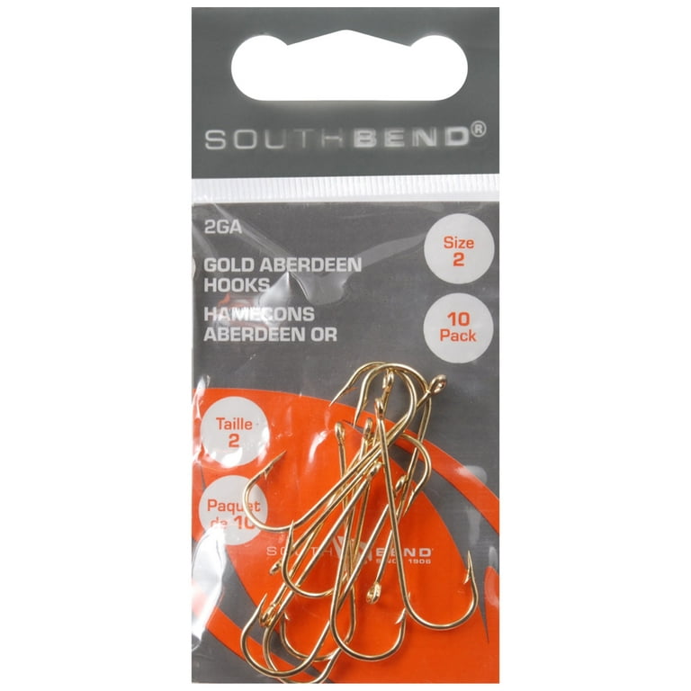 South Bend Aberdeen Fishing Hooks Terminal Tackle, Gold, Size 2