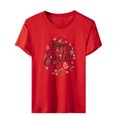thumbnail image 1 of Tops con estampado de Pascua de manga corta con cuello redondo para mujer Fridja  bn4244, 1 of 6