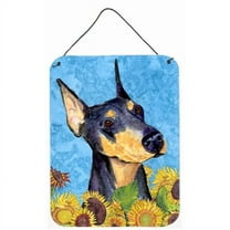 Doberman in Summer Flowers Wall or Door Hanging Prints