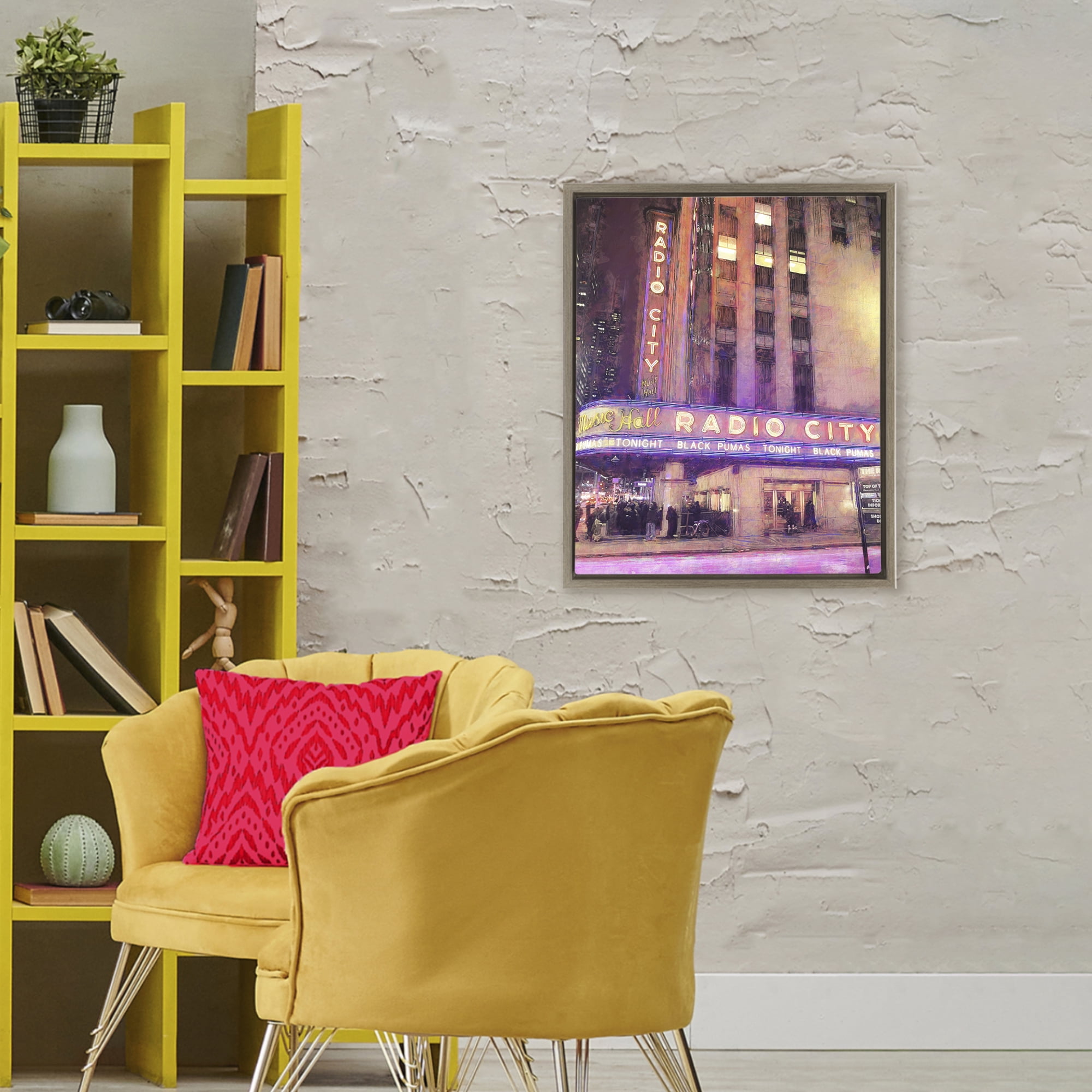 Stupell Industries Radio City Music Hall Brown Framed Floater Canvas Wall Art, design by Grotto Studios