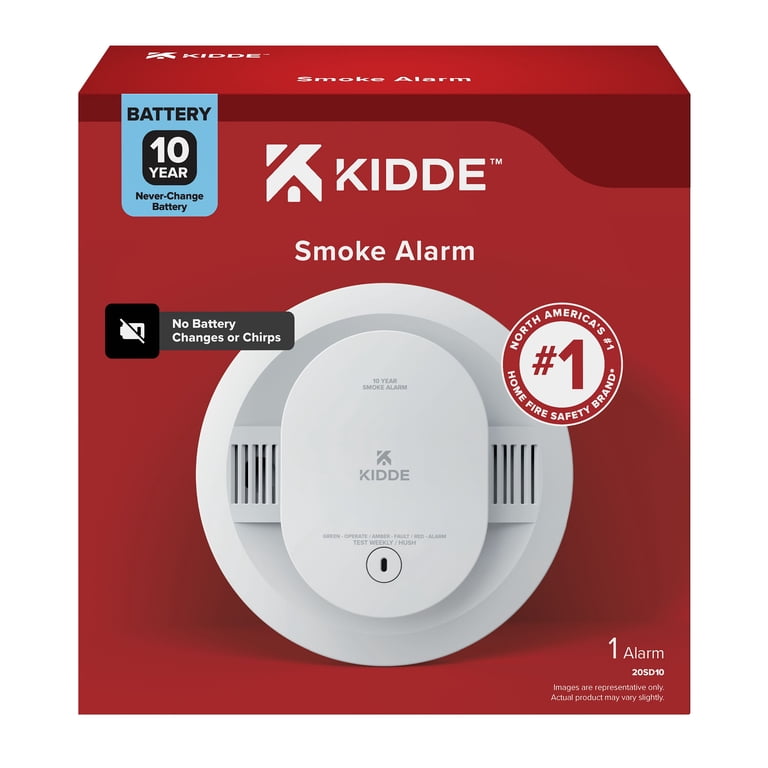 Kidde 10-Year Sealed Lithium Battery-Operated Photoelectric Smoke Detector Alarm, 5-inch