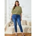 thumbnail image 6 of SHOWMALL Women's Plus Tops Batwing Half Sleeve Boat Neck Shirts Textured Casual T-shirts 4X Light Green, 6 of 7