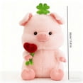 thumbnail image 2 of Eoozwa Cute Flower Holding Pig Plush Toy Four Leaf Clover Pink Doll Gift for Holiday Decoration and Soft Cuddly Stuffed Animal, 2 of 6
