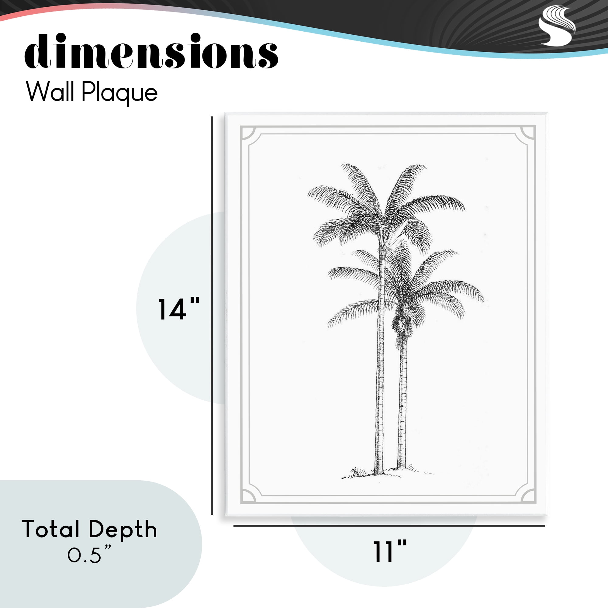 Vintage Simple Palm Tree Wall Plaque Art, design by Lettered and Lined