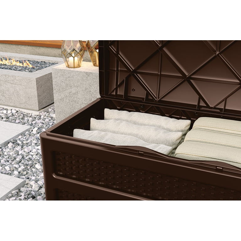 Suncast 73 Gallon Outdoor Deck Storage Box, Java photo 6