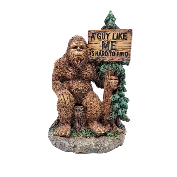 Funny Bigfoot Resin Figurine with Sign, Rustic Cabin Shelf Garden Decor