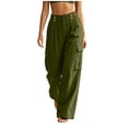 thumbnail image 7 of Utoimkio Women's Lightweight Vacation Cargo Trousers,High Rise Dual Button Detail with Front Drawstring and Oversized Side Pockets, 7 of 7