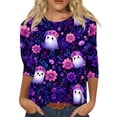 thumbnail image 2 of Halloween Shirts for Women CrewNeck Shirts Fall Halloween Funny Graphic 3/4 Length Sleeve Tops, 2 of 7