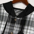 thumbnail image 7 of Flannel Shirt for Women Plaid Hooded Shacket Jacket Coat Women's Plaid Button Long Sleeve Drawstring Hoodie Overshirt Jacket, 7 of 7