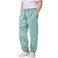 thumbnail image 7 of CPNG Girls Daily Baggy Straight Leg Sweatpants High Waist Elastic Waist Solid Color Wide Leg Athletic Workout Casual Pants Joggers(Light Blue,3-4 Years), 7 of 7