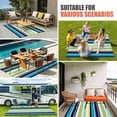 thumbnail image 4 of Blue Yellow Green Striped Outdoor Rug for Patio/Deck/Porch, Non-Slip Large Area Rug 5 x 7 Ft, Farmhouse Vintage Stripe Indoor Outdoor Rugs Washable Area Rugs, Reversible Camping Rug Carpet Runner, 4 of 8