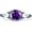 Amethyst Cubic Zirconia with Black Tone, variant on Trilogy Ring Round Pear Teardrop White Opal Yellow Tone 925 Sterling Silver, Size 10