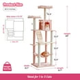 thumbnail image 3 of MWPO 69-in Wood Cat Tree Modern Cat Tower with Condo, Hammock and Scratching Posts, Pink, 3 of 9