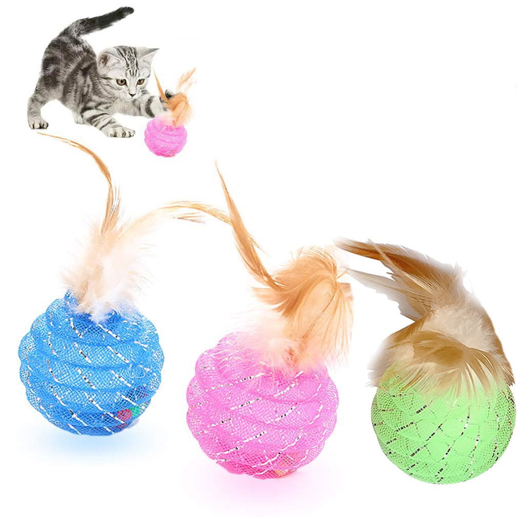 Pet Cat Toy Cat String Tube Ball With Feather String Tube Ball Pet