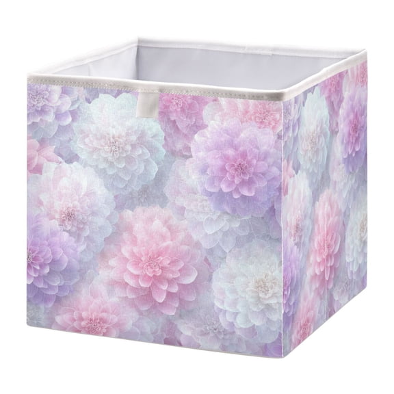 Foldable Fabric Storage Bin Home Cubes Clothing Organizer Bins Large Collapsible Box Basket for Home Organizer Cute Pastel Watercolor Floral