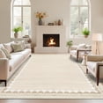 thumbnail image 1 of Washable Area Rug for Living Room, Solid Neutral Non Slip Large Rug with Rubber Backing, Low Pile Stain Resistant Modern Carpet for Bedroom Dining Room, 2×6 ft to 10×13 ft, Camel Gray Blue Black, 1 of 8