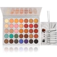thumbnail image 1 of Paleta de sombras de ojos de 35 colores con 7 brochas de maquillaje, kit de maquillaje todo en uno, paleta de sombras de ojos pigmentadas con brillo mate, polvo impermeable, desnudo natural, ahumado, 1 of 5