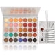 thumbnail image 1 of Paleta de sombras de ojos de 35 colores con 7 brochas de maquillaje, kit de maquillaje todo en uno, paleta de sombras de ojos pigmentadas con brillo mate, polvo impermeable, desnudo natural, ahumado, 1 of 5