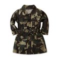 thumbnail image 2 of KYAIGUO 1-7T Girls Spring Camouflage Trench Coat for Kids Toddler,Baby Long Sleeve Knee-Length Outerwear Classic Button down T-Shirt Jacket Overcoat Fall Single Breasted Windbreaker with Bow-Tie Belt, 2 of 10
