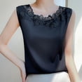 thumbnail image 2 of Staron Women's Summer Casual Sleeveless Tank Top Round Neck Solid Satin Basic Comfy Relaxed Fashion Blouse, Black 3XL, 2 of 3