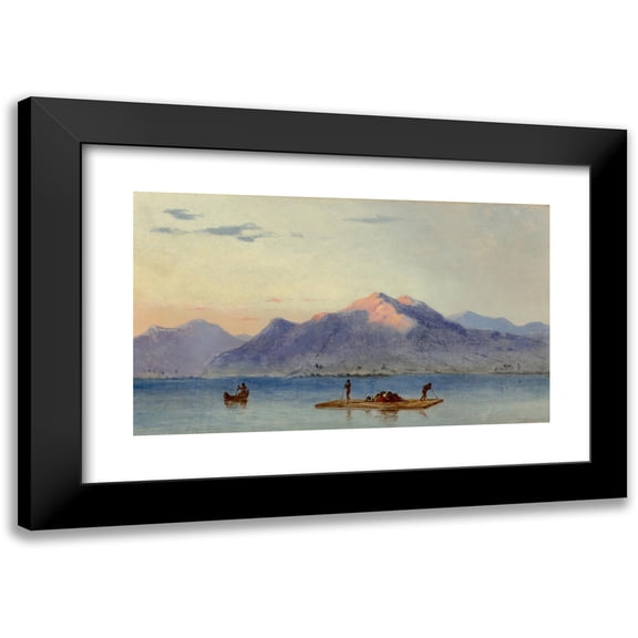 Judah Levasseur 14x10 Black Modern Framed Museum Art Print Titled - Fishing on the Lake of Managua, Nicaragua (circa 1840)