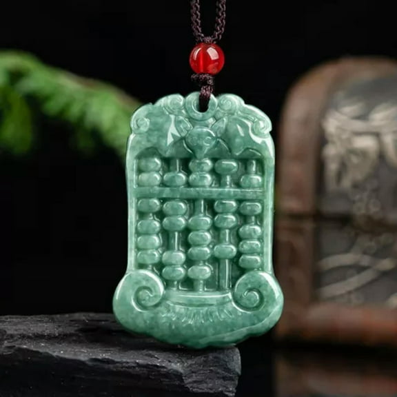 HOOUN Natural Grade A Jade Jadeite Men Women Gift Lucky Wealth Ruyi Abacus Pendant