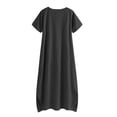 thumbnail image 4 of Vestido largo de manga larga y cuello redondo para mujer - Color liso, corte holgado para el día a día o fiestas, vestido versátil para todas las estaciones, 4 of 5