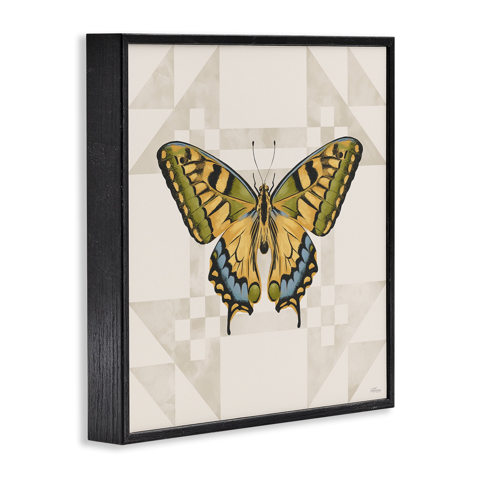 Stupell Industries Green Swallowtail Butterfly Black Framed Giclee Art, design by Cat Thurman Designs