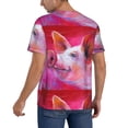 thumbnail image 2 of Hirioo Pink Pig for Men's Baseball T-shirt Shirts Short Sleeve Casual Summer Button Stretch T Shirts,Size S-4XL-4X-Large, 2 of 7