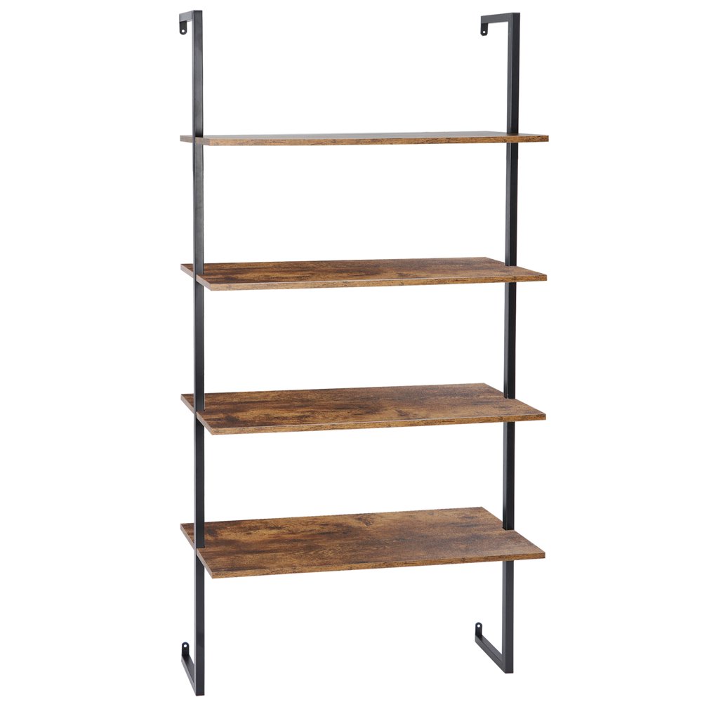 Wall Mount Floating Shelves Metal Frame & Solid Board 4 Layers