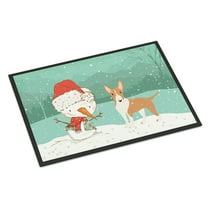 Carolines Treasures CK2056JMAT Fawn Bull Terrier Snowman Christmas Door Mat Indoor Rug or Outdoor Welcome Mat 24x36