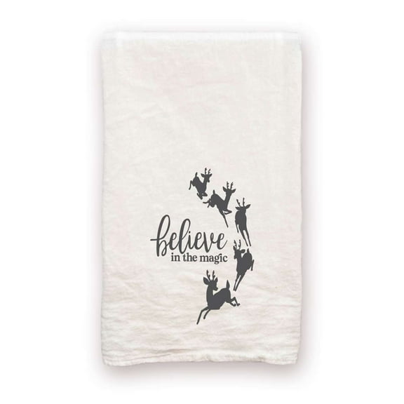 Believe in the Magic - 100% Cotton Decorative Tea Towel Flour Sack Christmas Gift