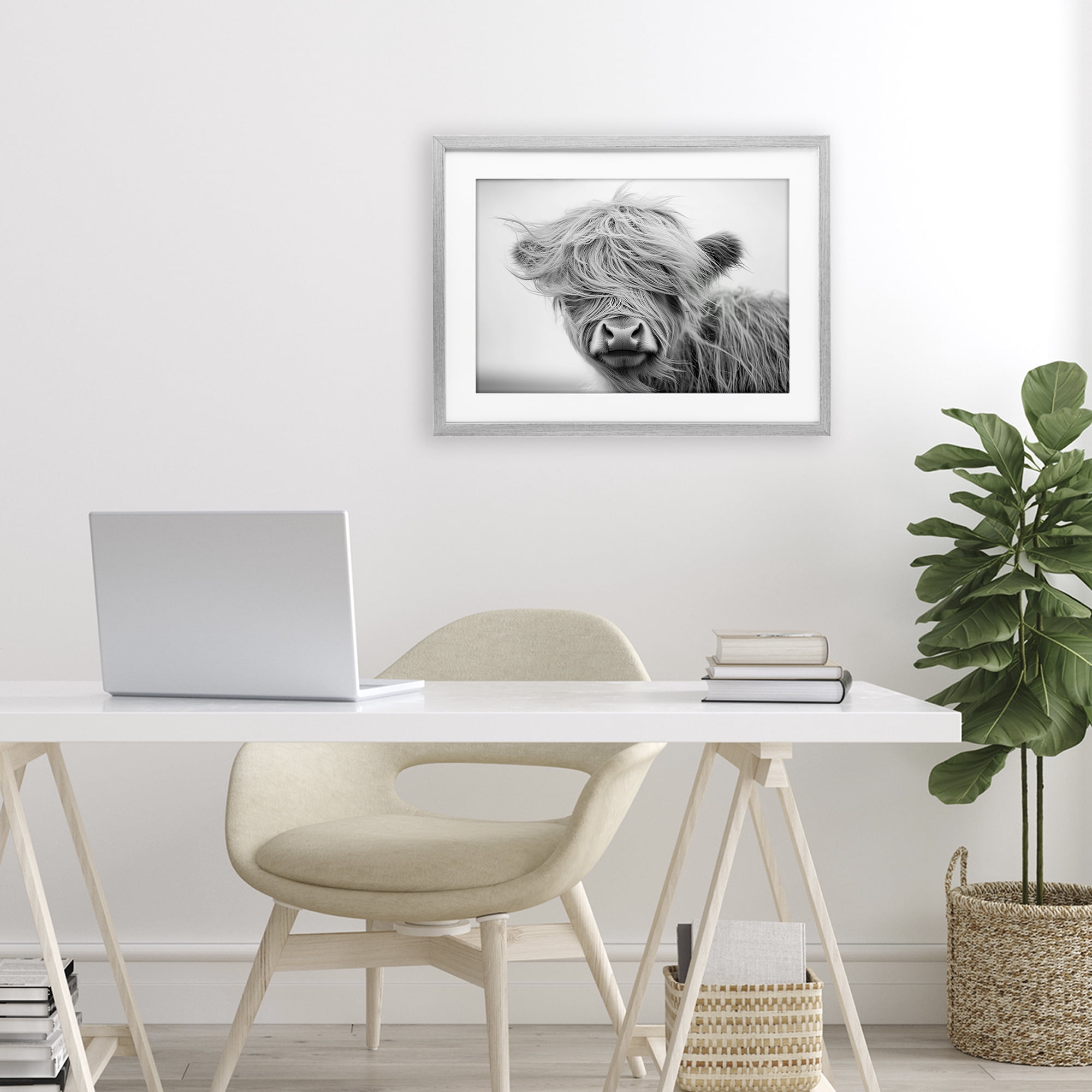 Stupell Industries Easy Breezy Cattle Gray Framed Print Under Glass, design by Tina LeCour