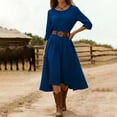 thumbnail image 6 of Odbmxy A-Line Midi Dresses for Women Long Sleeve Fall Cotton Linen Women Dresses Plain Dressy Business Flowy, 6 of 7