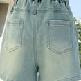 thumbnail image 6 of ZACPNCV Girls Jeans Shorts Ripped Denim Bermuda Elastic Waist Bottom Trendy Cotton Summer Clothes for Kids Blue 5-6 Years, 6 of 9