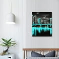 thumbnail image 3 of ARISTURING Miami Skyline Wall Art Black White and Teal Florida Panorama Cityscape Posters Pictures Canvas Print City Night View for Home Bedroom Wall Decoration Artwork, 3 of 4