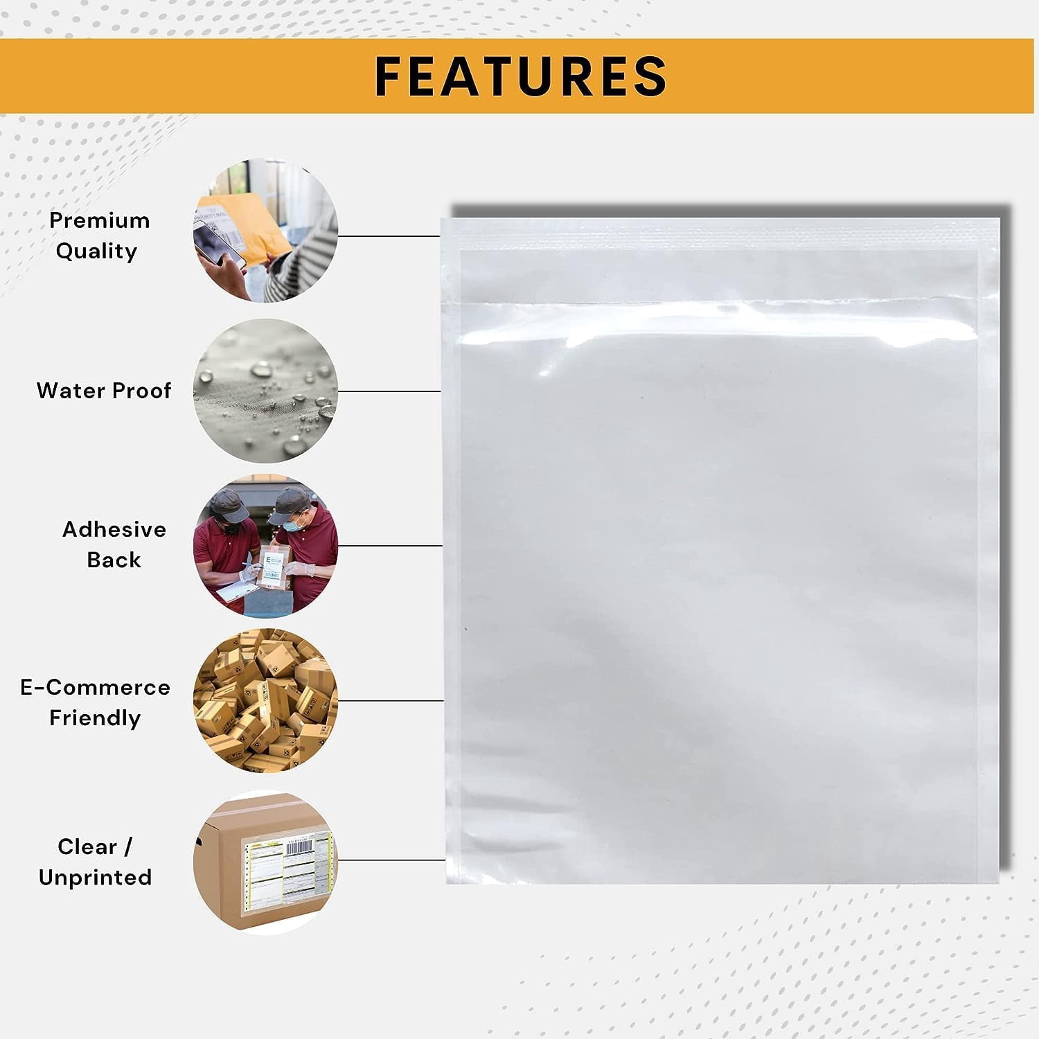 100 Pack 6"x10" Shipping Label Sleeves - Packing Slip Envelope Pouches with Self-Adhesive Peel & Seal - Clear Unprinted Plastic & Waterproof Mailing List Holder Ideal for Labels, Invoice & Documents
