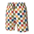 thumbnail image 4 of Pofeuu Floral Checkerboard Prin Men's Swim Trunks Quick Dry Bathing Suit Swimming Board Shorts Mesh Lining Beach Swimwear-X-Large, 4 of 6