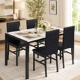 thumbnail image 2 of UHOMEPRO Dining Table Set for 4, 5 Piece Dining Room Table Set with Black PU Leather Chairs, White Faux Marble Pattern Rectangle Kitchen Table Set for Breakfast Nook Small Space, 2 of 10