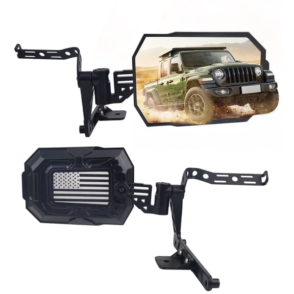 Doors Off Mirrors Side View Mirrors Black/color removable flag panel Compatible with Wrangler JL JLU Gladiator JT 2018-2025, Not Fit Doors On
