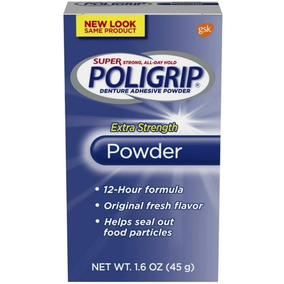 SUPER POLIGRIP Extra Strength Denture Adhesive Powder 1.60 oz (Pack of 2)