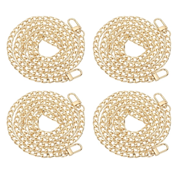 47.2" Flat Purse Chain, 4 Pack Gold Chain Purse Strap Handbag Chains Crossbody Straps Extender for Tote Wallet Clutch Satchel Short Bag
