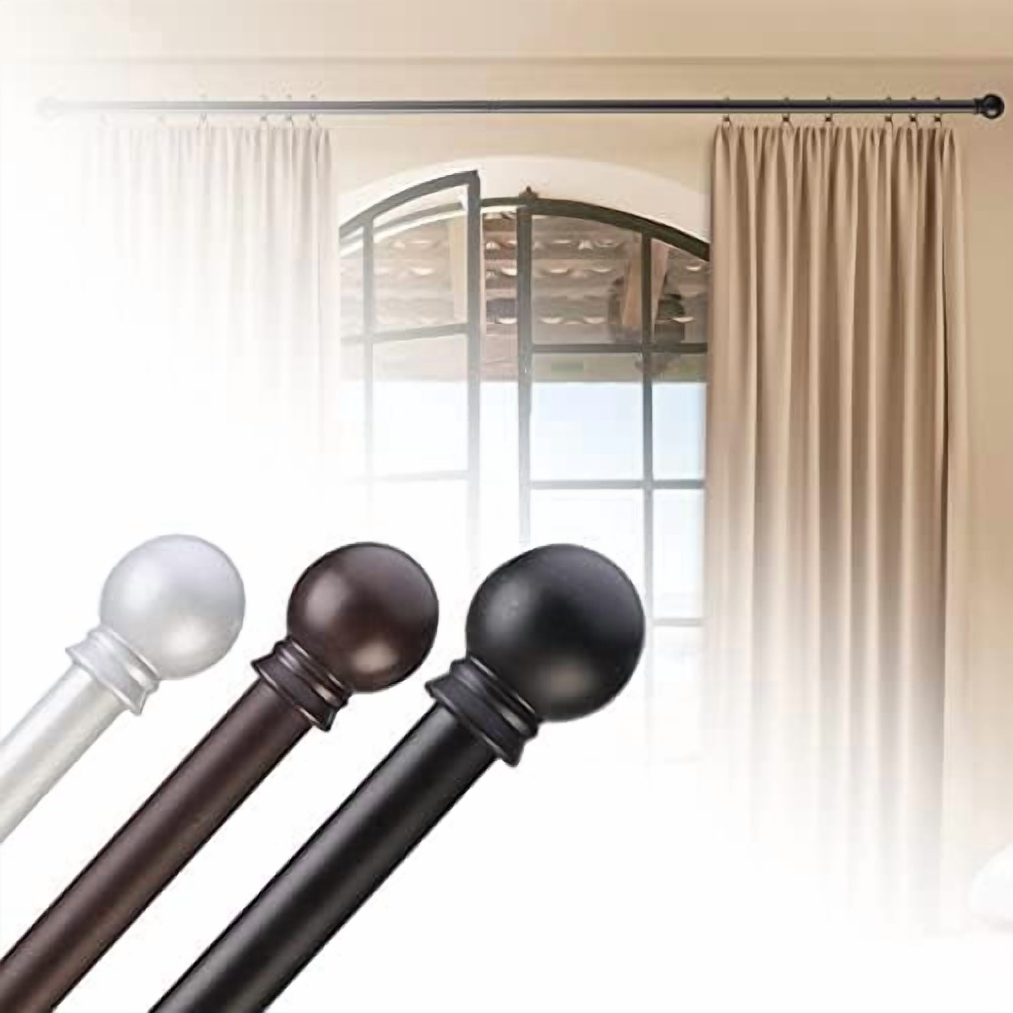 Curtain Rods for windows 32-62 inch, 5/8 inch Decorative Matte Black Splicing Heavy Duty Metal Curtain Rod set with Brackets