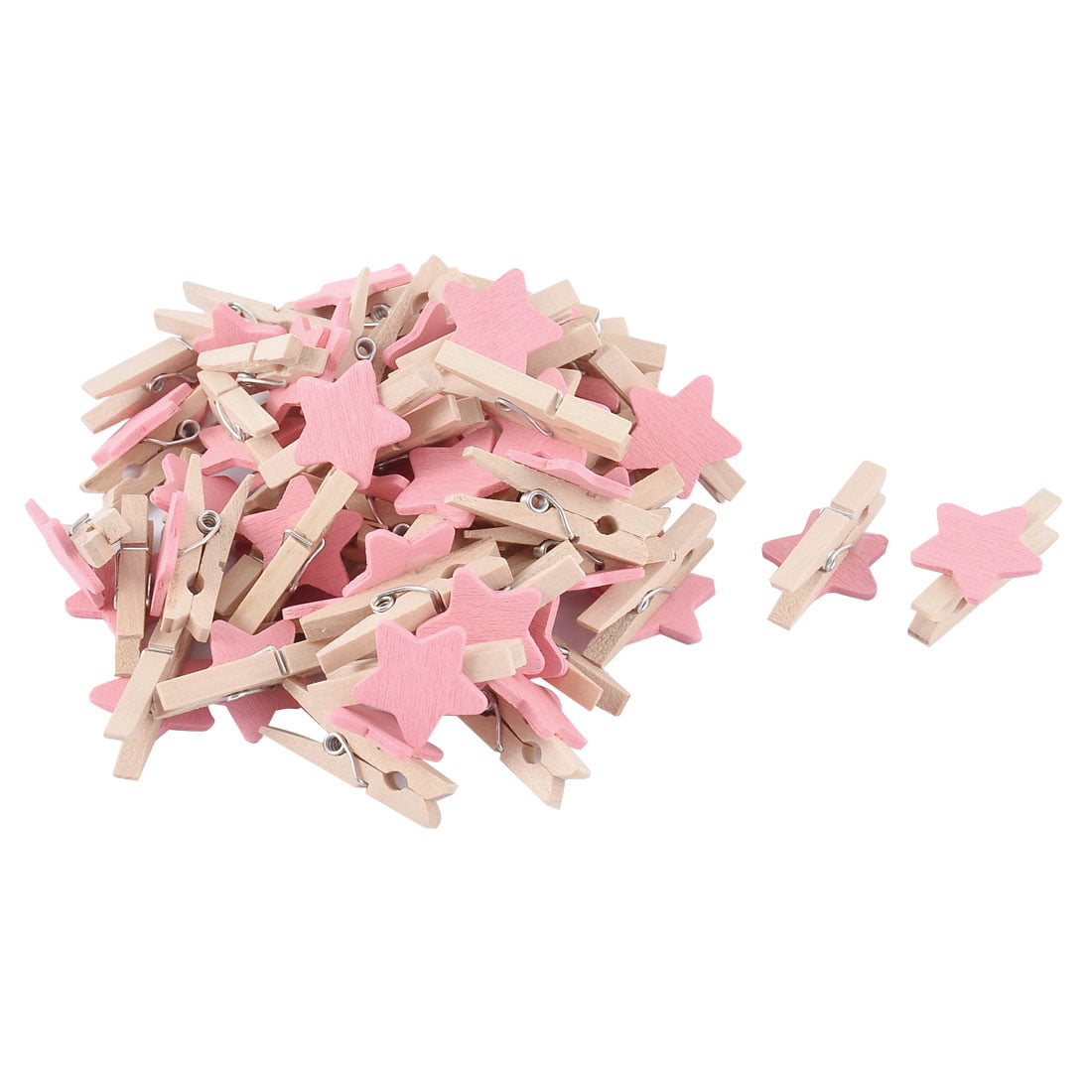 50pcs Love Wood Clips Beautiful Small Fixation Clips for Photo Painting Pink 
